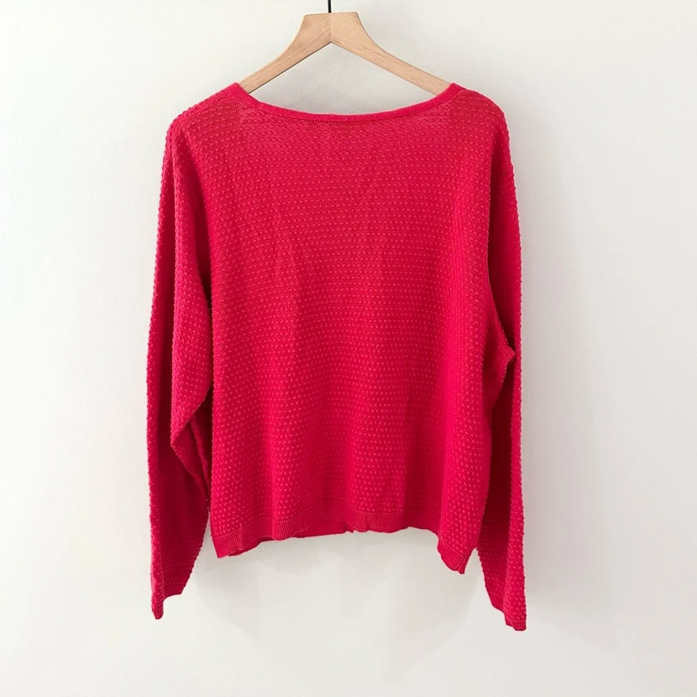 Draper James RSVP V-Neck Textured Cardigan Red Size XXL - Picture 6 of 6
